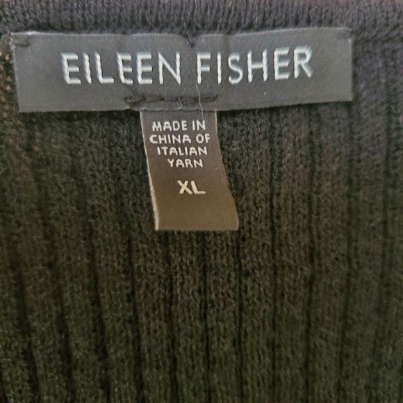 Eileen Fisher Vintage Black Italian Wool Rib Knit Sweater Tank Scoop Neck Sz XL - Picture 5 of 6